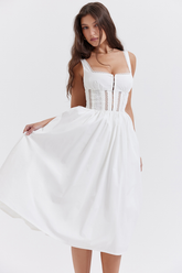 White Lace Trim Midi Dress | Dress In Beauty